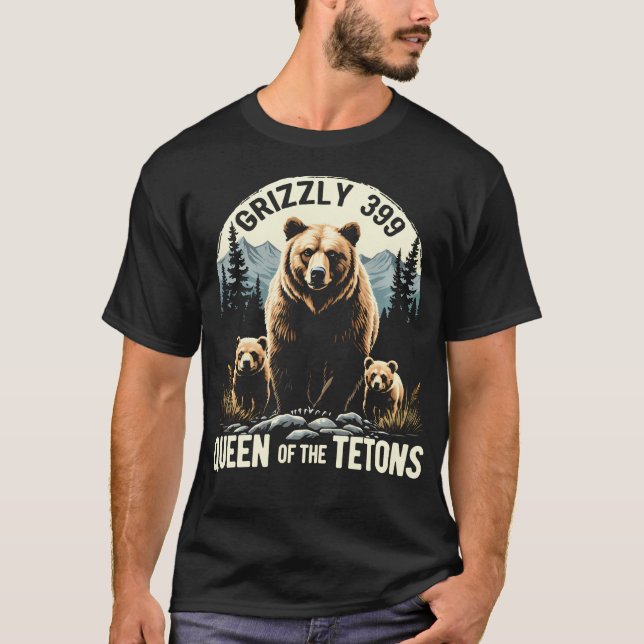 T-shirt Queen Of The Tetons Grizzly 399 Bear Lovers Nation (Devant)