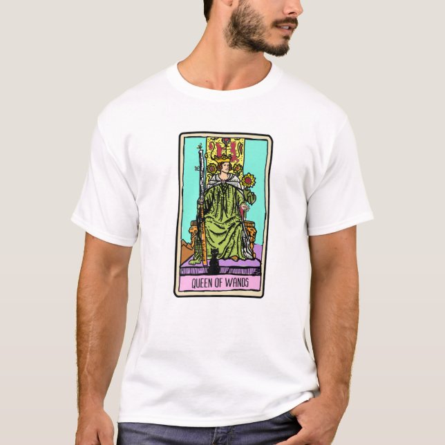 T-shirt Queen Of Wands Tarot Card Occult Beliefs Divinatia (Devant)