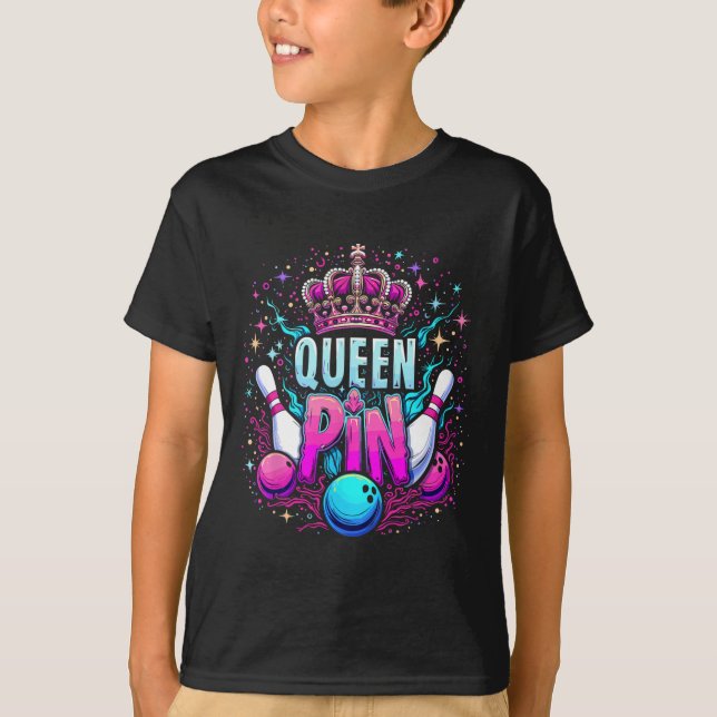 T-shirt Queen Pin Shirt Bowler Bowling League For Bowling  (Devant)