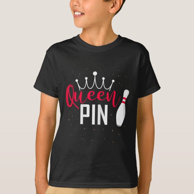 T-shirt Queen Pin Shirt Bowler Bowling League For Bowling  (Devant)
