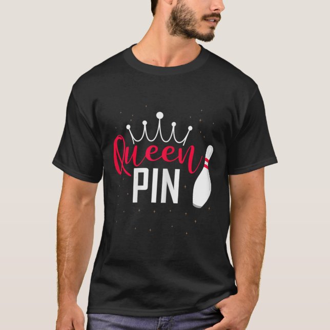 T-shirt Queen Pin Shirt Bowler Bowling League For Bowling  (Devant)