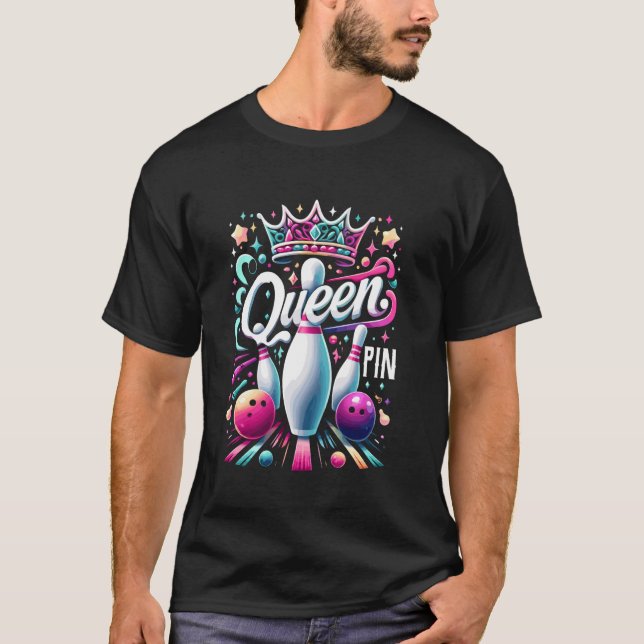 T-shirt Queen Pin Shirt Bowler Bowling League Pour Bowling (Devant)