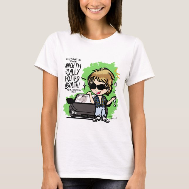 T-shirt QUEEN Roger Taylor amoureux de sa voiture ! (Devant)