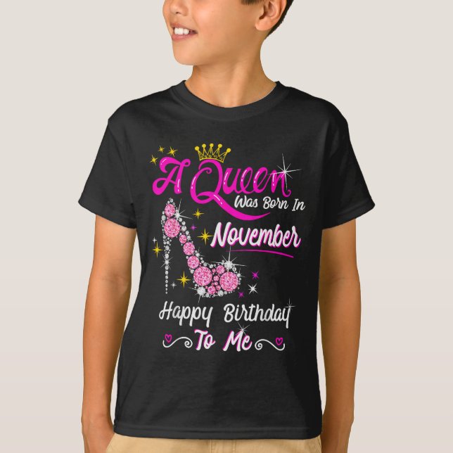 T-shirt Queen Was Born In November Cute Funny Happy Birthd (Devant)