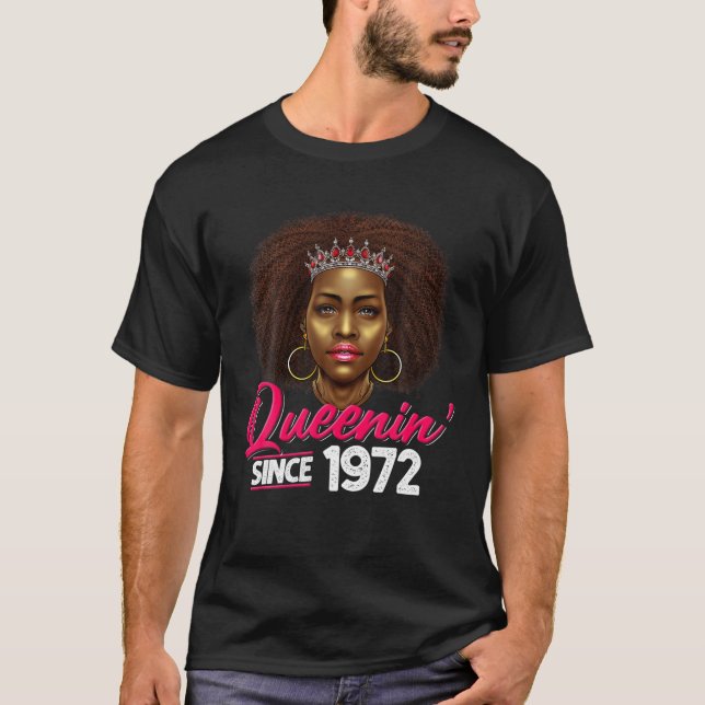 T-shirt Queenin' depuis 1972 50E Anniversaire Africain-Amé (Devant)