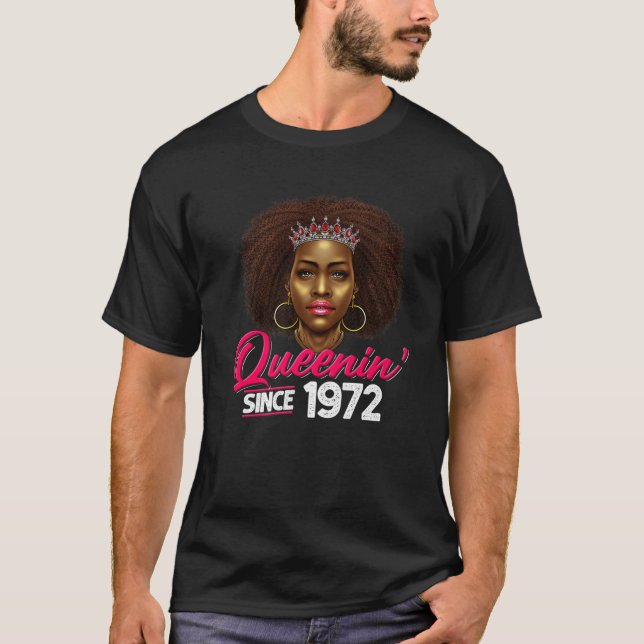 T-shirt Queenin' depuis 1972 50E Anniversaire Africain-Amé (Devant)
