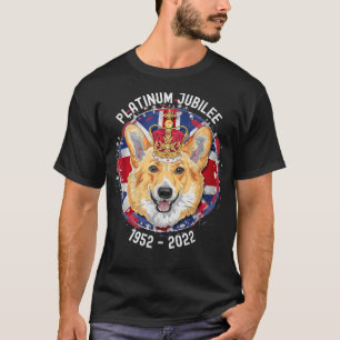 T-shirt Queens 70th Platinum Jubilee Union Jack & Corgi Lo