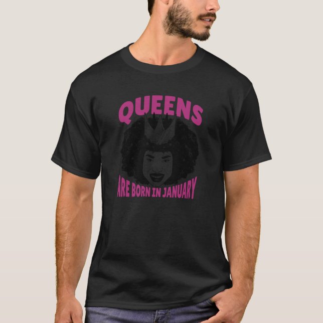 T-shirt Queens are Born in January Black History African A (Devant)