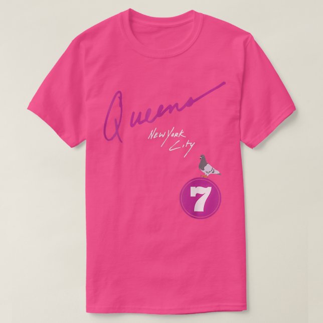 T-shirt Queens New York City Pigeon 7 Train 3 (Design devant)