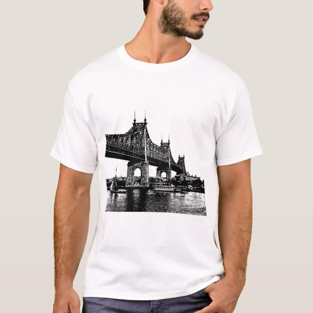 T-shirt queensboro Bridge Plage marine Art (Devant)