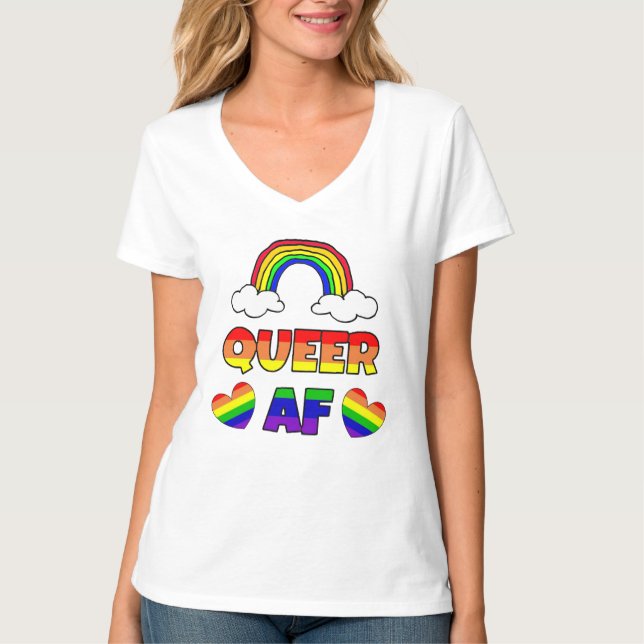 T-shirt Queer AF LGBT (Devant)
