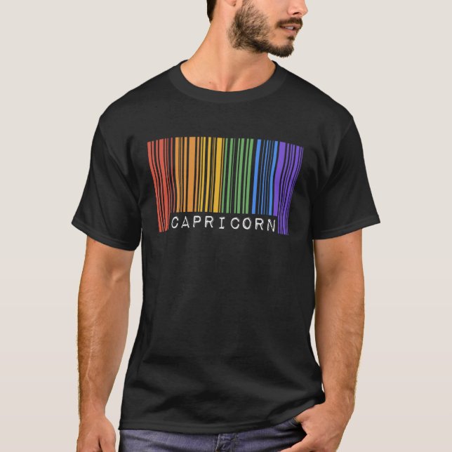 T-shirt Queer Capricorn Barcode Gay Pride Flag Zodiac Sign (Devant)