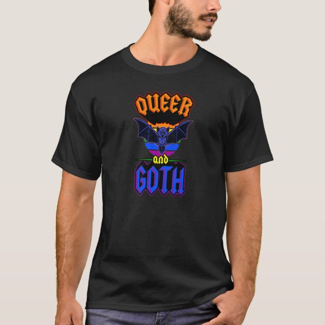 T-shirt Queer Et Goth Gothique Emo Bat Gay pride Lgbtq (Devant)