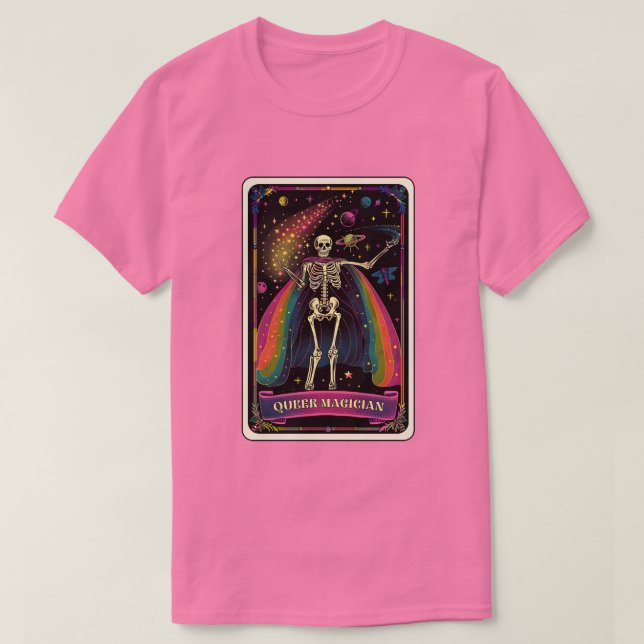 T-shirt Queer Magicien Skeleton Tarot (Design devant)