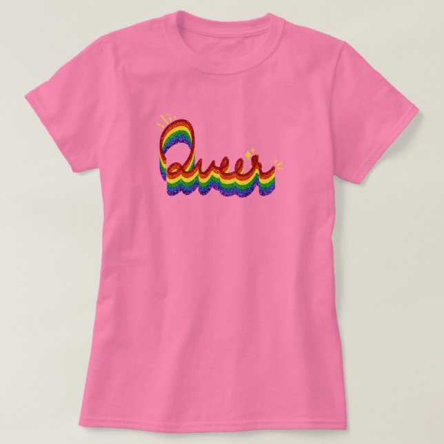 T-shirt Queer Parties scintillant Pride Arc-en-ciel (Design devant)
