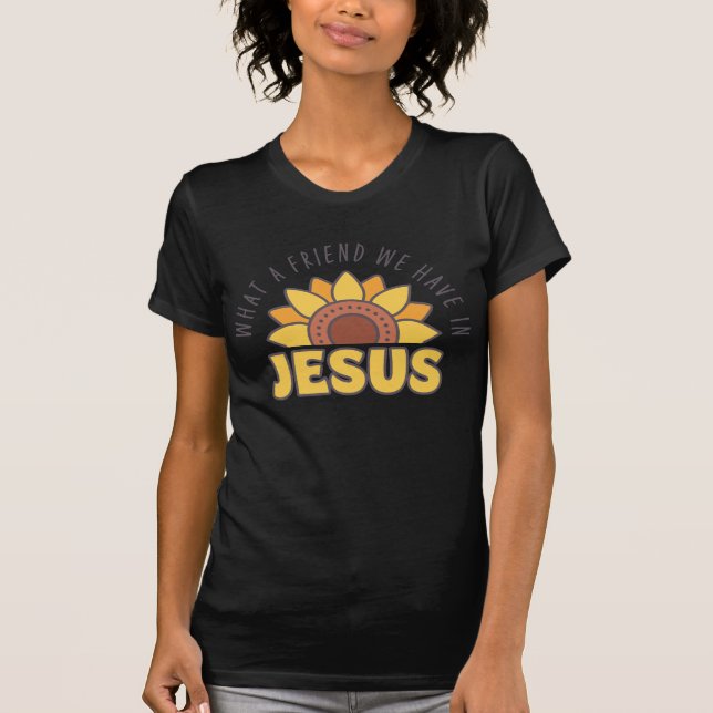 T-shirt Quel ami nous avons en Jésus Hymn paroles Dames (Devant)