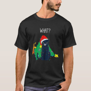 T-shirt Quel arbre de Noël de fête d'hommes de chat noir d