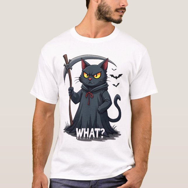 T-shirt Quel Chat Chat Noir Halloween Chat Effrayant Chat  (Devant)