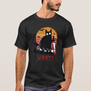 T-shirt Quel chat noir tenant un couteau Cat Tee