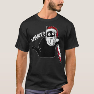 T-shirt Quel chat Père Noël Avec Couteau Chat   Noël