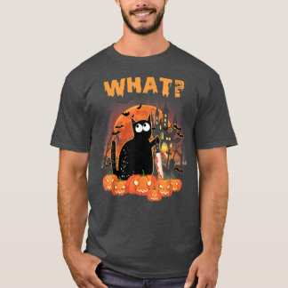 T-shirt Quel Humour Meurtre Chat Noir, Chat Kitten Hallowe