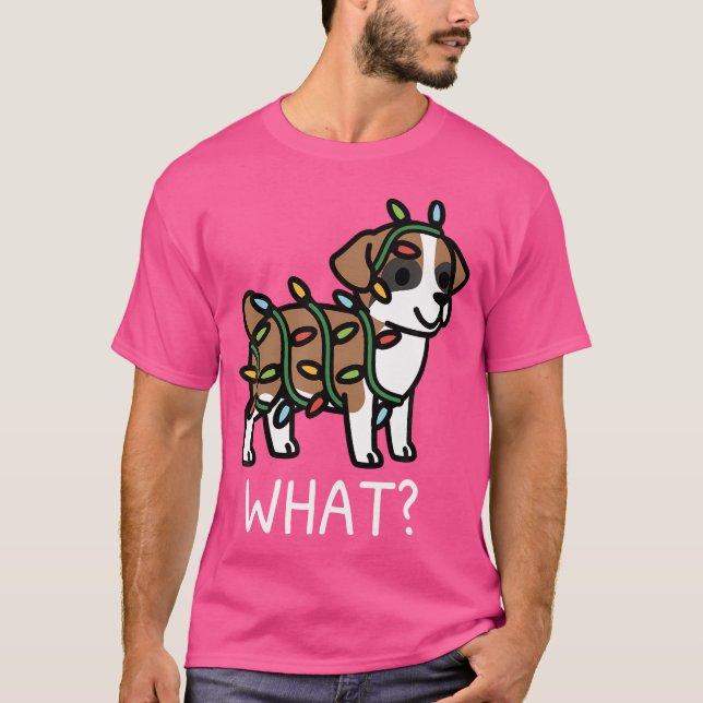 T-shirt Quelle question Chien de boîte de Noël (Devant)