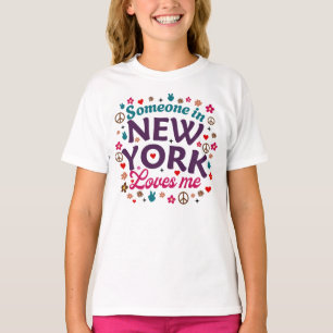 T-shirt Quelqu'un à New York m'aime, design rétro amusant