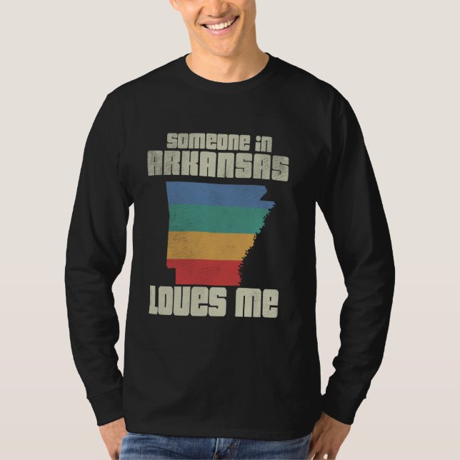 T-shirt Quelqu'Un Dans L'Arkansas M'Aime Retro Land Map Et (Devant)