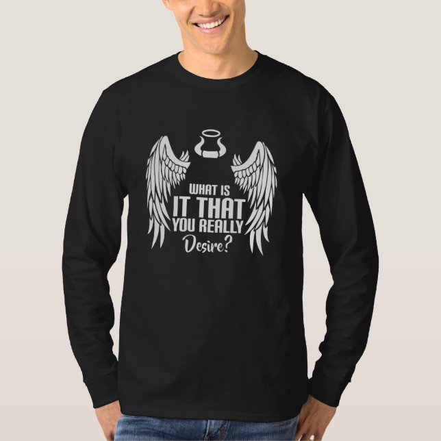 T-shirt Qu'Est-Ce Que Vous Désirez Vraiment Lucifer Occult (Devant)