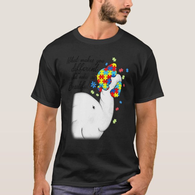 T-shirt Qu'est-ce qui vous rend différents Eléphant Autist (Devant)
