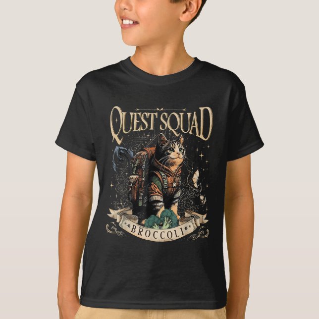 T-shirt Quest Imaginaire Squad Broccoli Kitten Chat drôle (Devant)