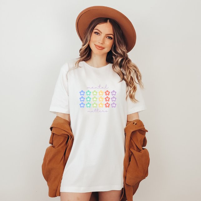 T-shirt Questions de santé mentale | Fleurs rétro Peach Ca (Mental Health Matters shirt | Quote Mixed Peach Candy | Aesthetic t-shirt)
