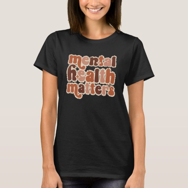 T-shirt Questions de santé mentale Retro Boho Leopard Homm (Devant)