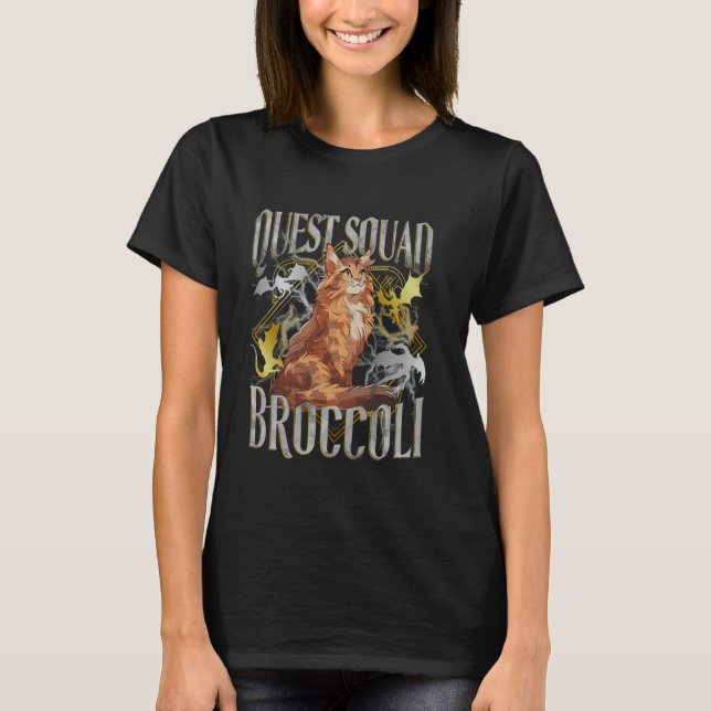 T-shirt Quête de chat Équipe Broccoli (Devant)