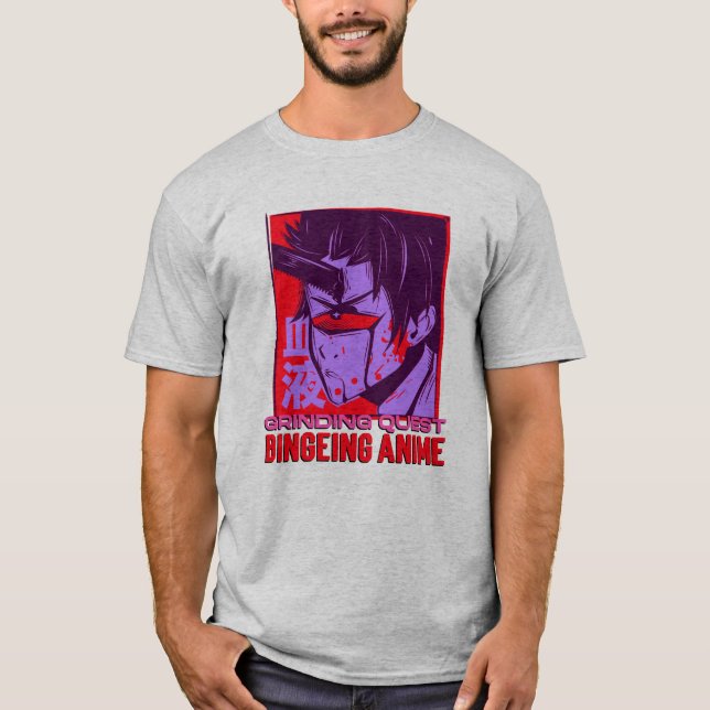 T-shirt Quête de grinding, bingeing d'anime  (Devant)