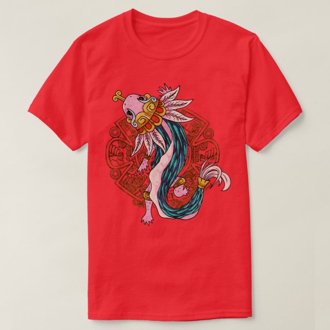 T-shirt Quetzalcoatl Axolotl Ancien Serpent Aztèque Mayan  (Design devant)