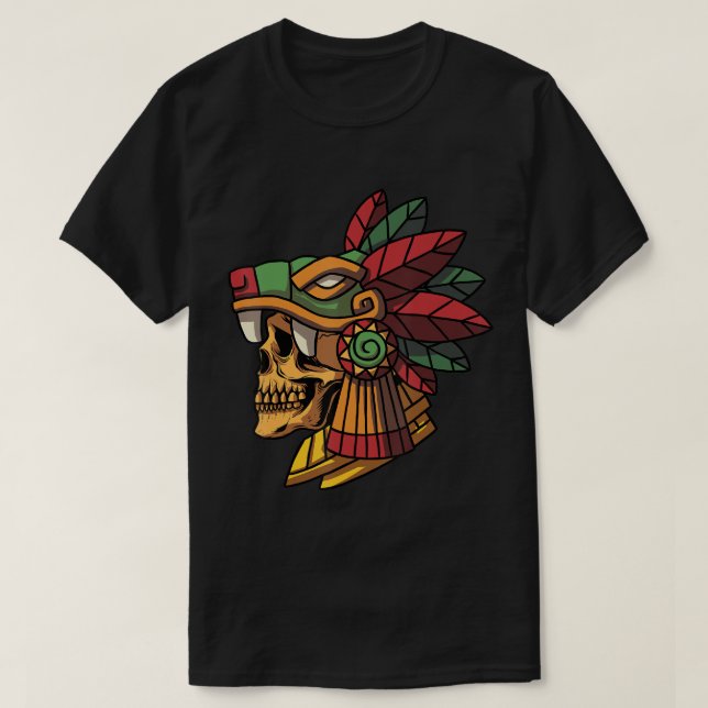 T-shirt Quetzalcoatl Aztec Crâne Maya Ancien Inca Toltec (Design devant)