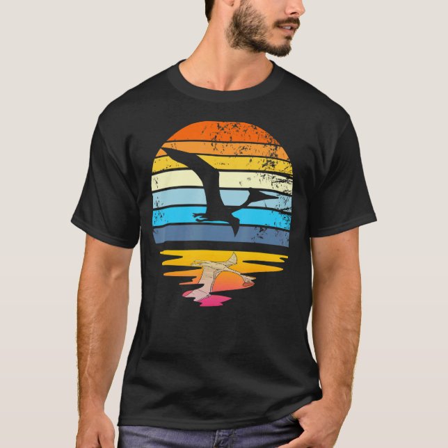 T-shirt Quetzalcoatlus Retro Sunset Dinosaur Quetzalcoatlu (Devant)