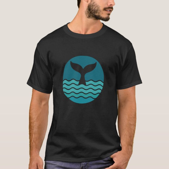 T-shirt Queue de baleine rétro Vagues de l'océan Graphique (Devant)