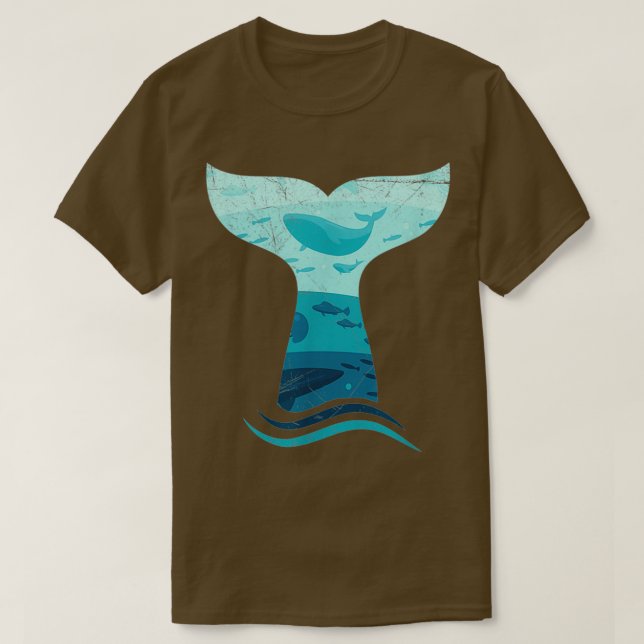T-shirt Queue de baleines dans les vagues Orca Océan (Design devant)