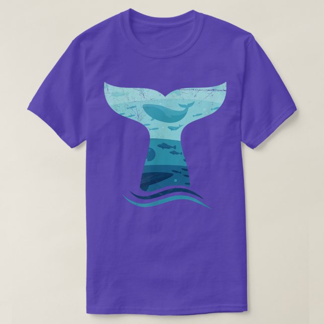 T-shirt Queue de baleines dans les vagues Orca Océan (Design devant)