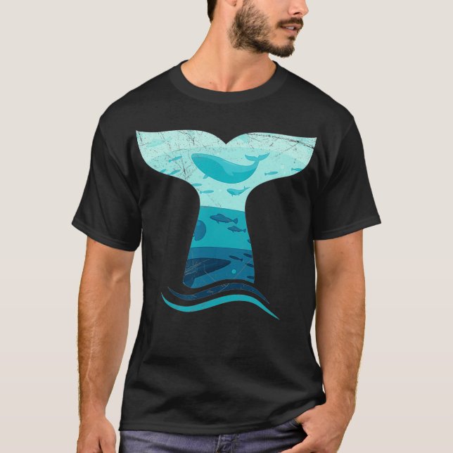 T-shirt Queue de baleines dans les vagues Orca Ocean T (Devant)