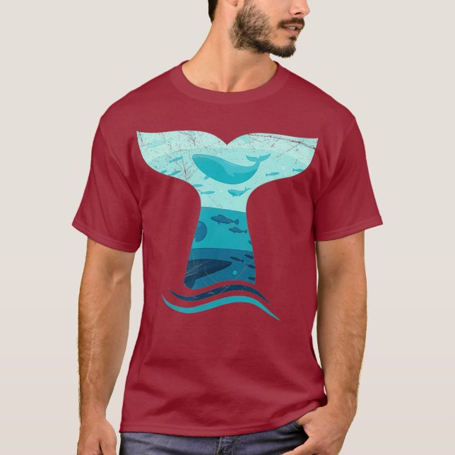 T-shirt Queue de baleines dans les vagues Orca Ocean T Shi (Devant)