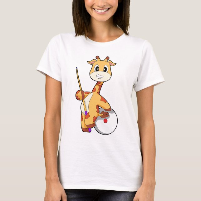 T-shirt Queue de billard pour les sports de Girafe (Devant)