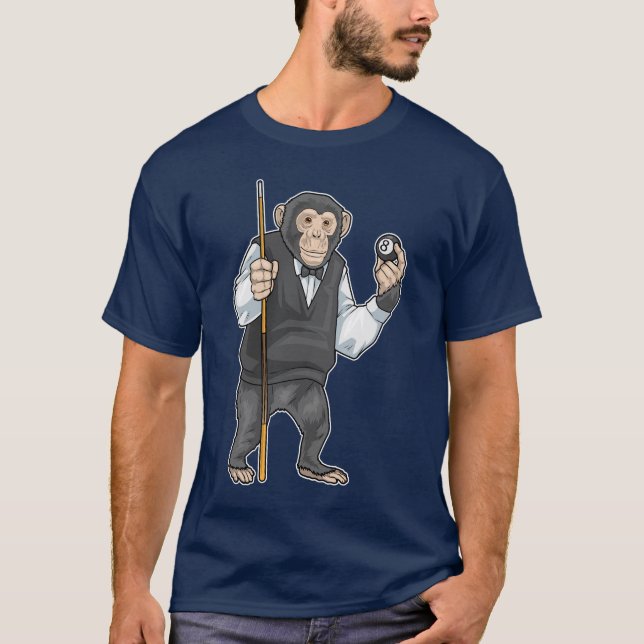 T-shirt Queue de billard singe Sports de billard (Devant)