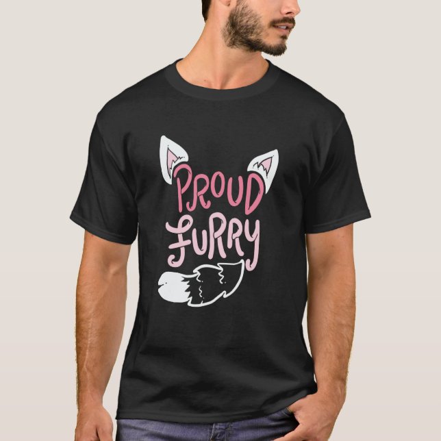 T-shirt Queue de fourrure et oreilles fières en cosplay (Devant)