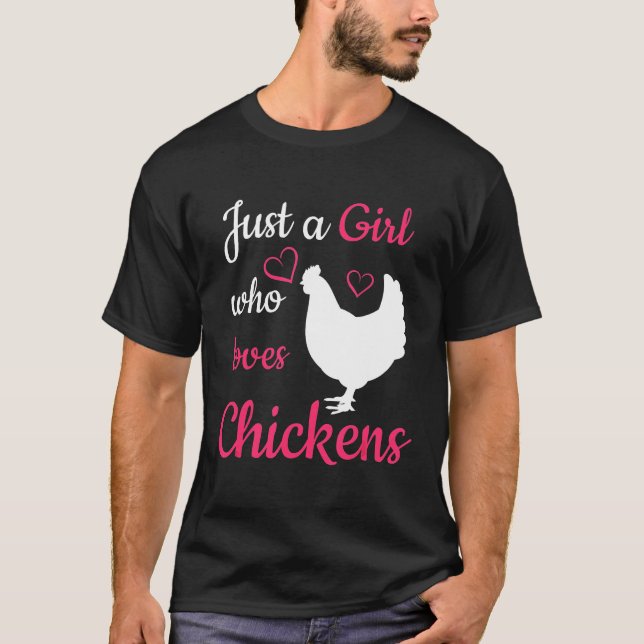 T-shirt Qui aime poulets mignons animal (Devant)