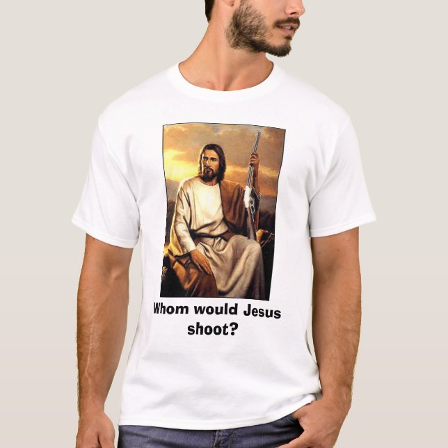 T-shirt Qui est-ce que Jésus tirerait ? (Devant)