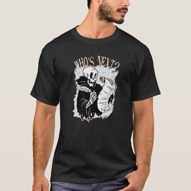 T-shirt Qui est le squelette d'écriture Next d'esthétique  (Devant)