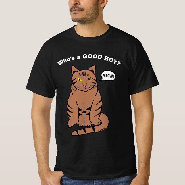 T-shirt Qui est un bon garçon ? Amoureux des chats humoris (Devant)